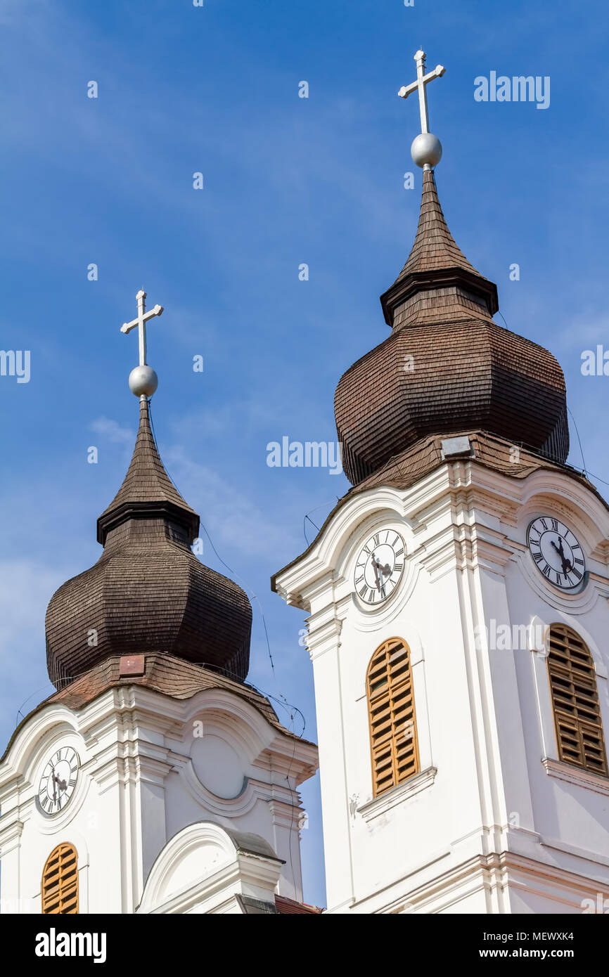 Schönen ungarischen Kirche in einem kleinen Dorf Tihany in Ungarn Stockfoto