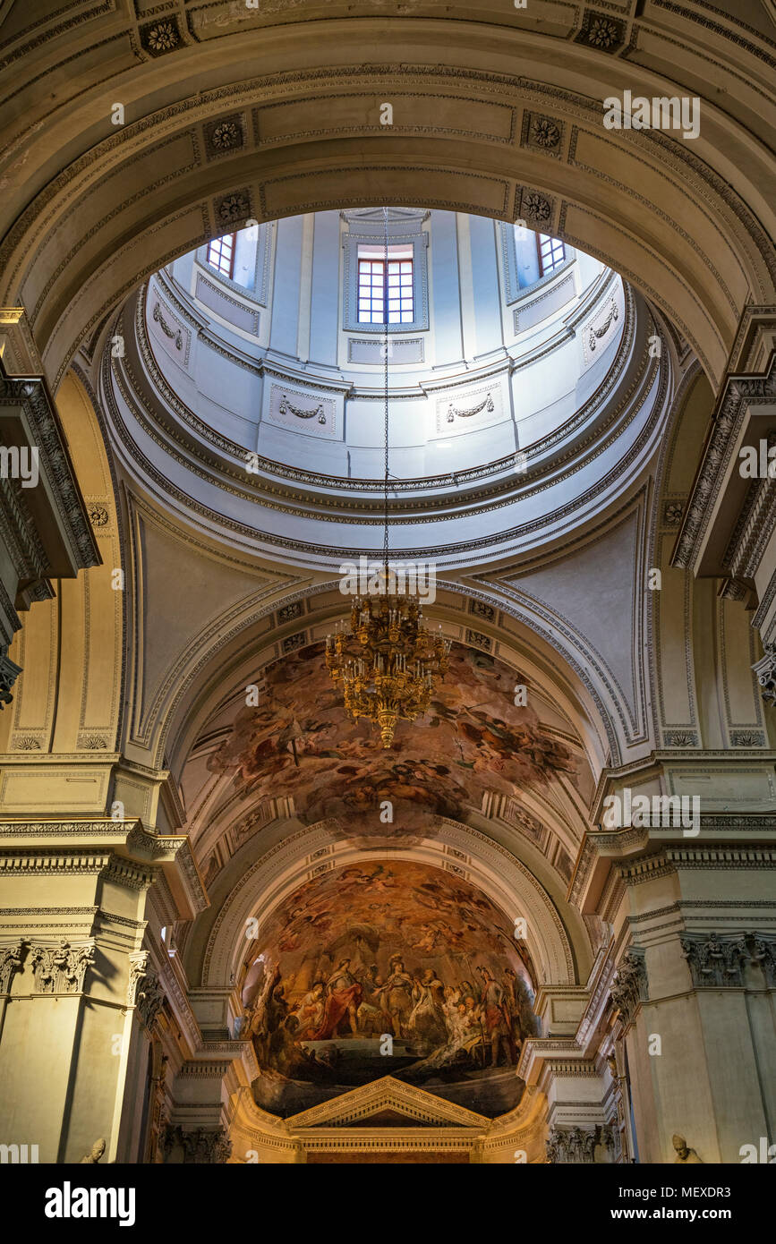 Die kunstvolle Gemälde an der Decke der Kathedrale von Palermo, Sizilien, Italien, mit dem Dome zu erlauben, natürliches Licht. Stockfoto