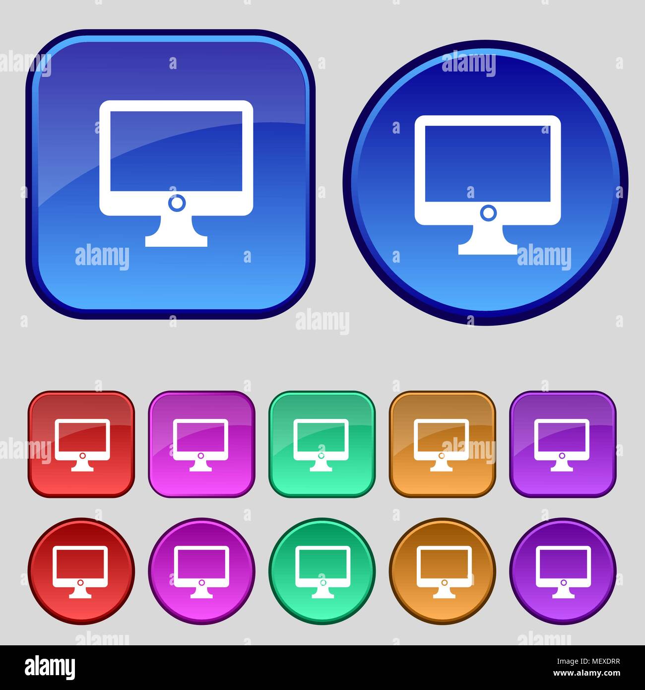 Computer Breitbildmonitor zeichen Symbol. Set Farbe Tasten. Vector Illustration Stock Vektor