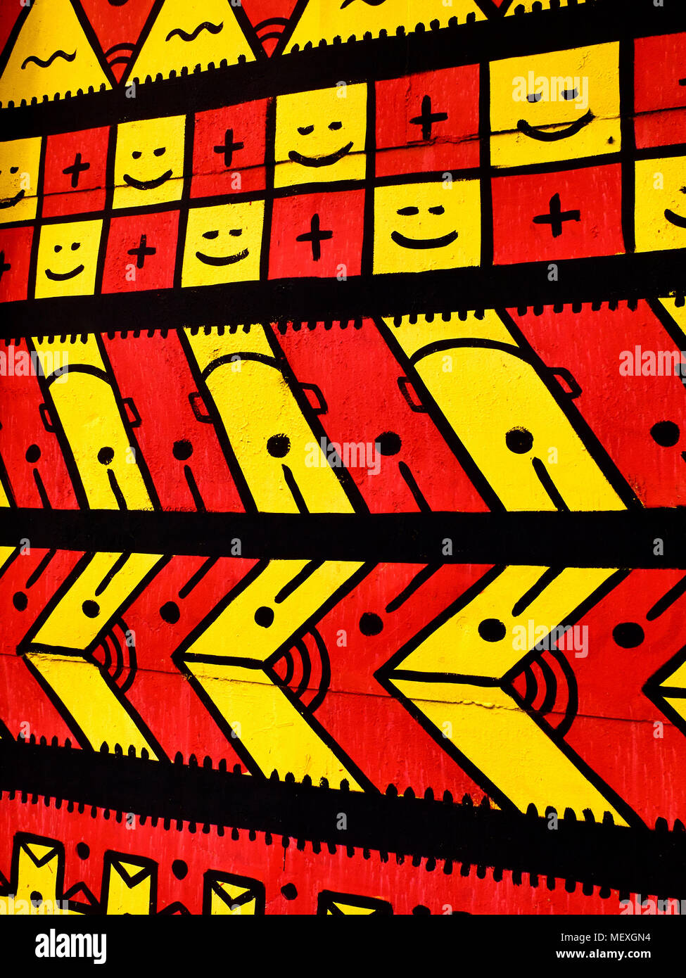 Schöne bunte Rot, Gelb und Schwarz moderne Abstrakte vertikale Muster, Textur Stockfoto