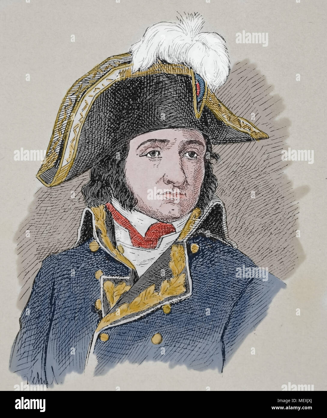 Barthelemy Catherine Joubert (1769-1799). Der französische General. Porträt. Gravur, 19. Stockfoto