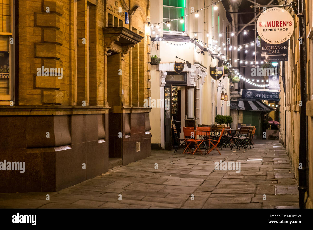 St Kerben Marktgebiet in der Nacht. Bristol Projekt, Stockfoto