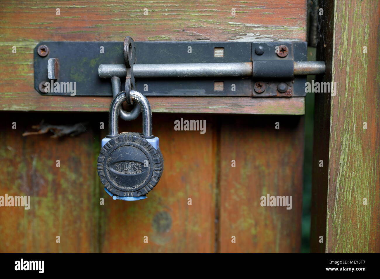 Mit einem Vorhängeschloss Garden Gate Stockfoto