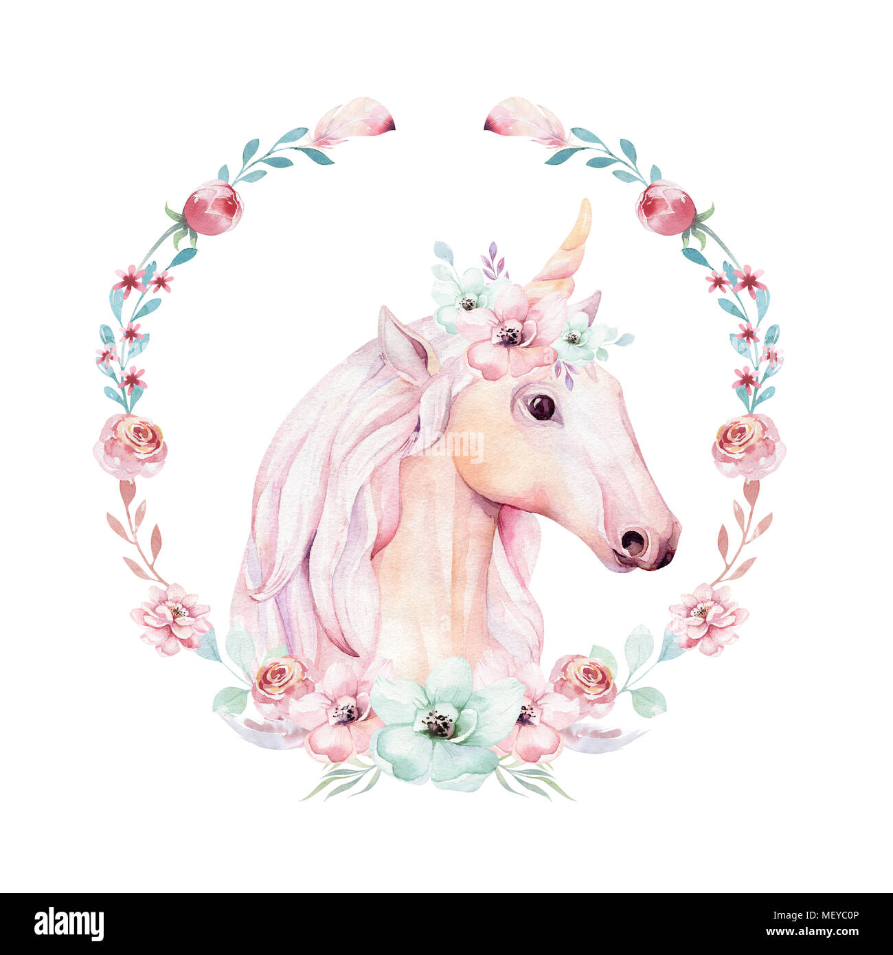 Afie Geburtstagskarte Prinzessin – Quadratisch, Goldfarben, Mit Einhorn, Regenbogen & Blumen, Inkl. Umschlag