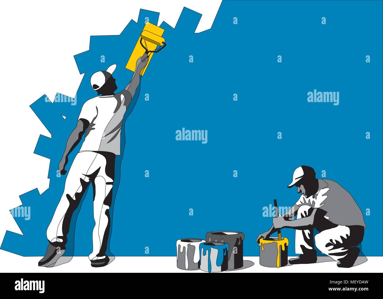 Vector Illustration Der Arbeiter Handwerker Maler Mit Platz Fur Text Stock Vektorgrafik Alamy