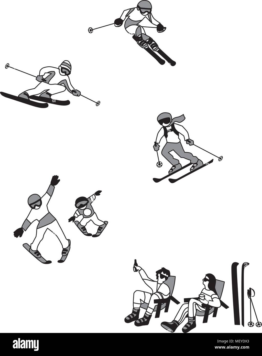 Vector Abbildung Skifahren, Wintersport. Zeichen einfache Vector Abbildung Skifahren, Wintersport. Zeichen einfache