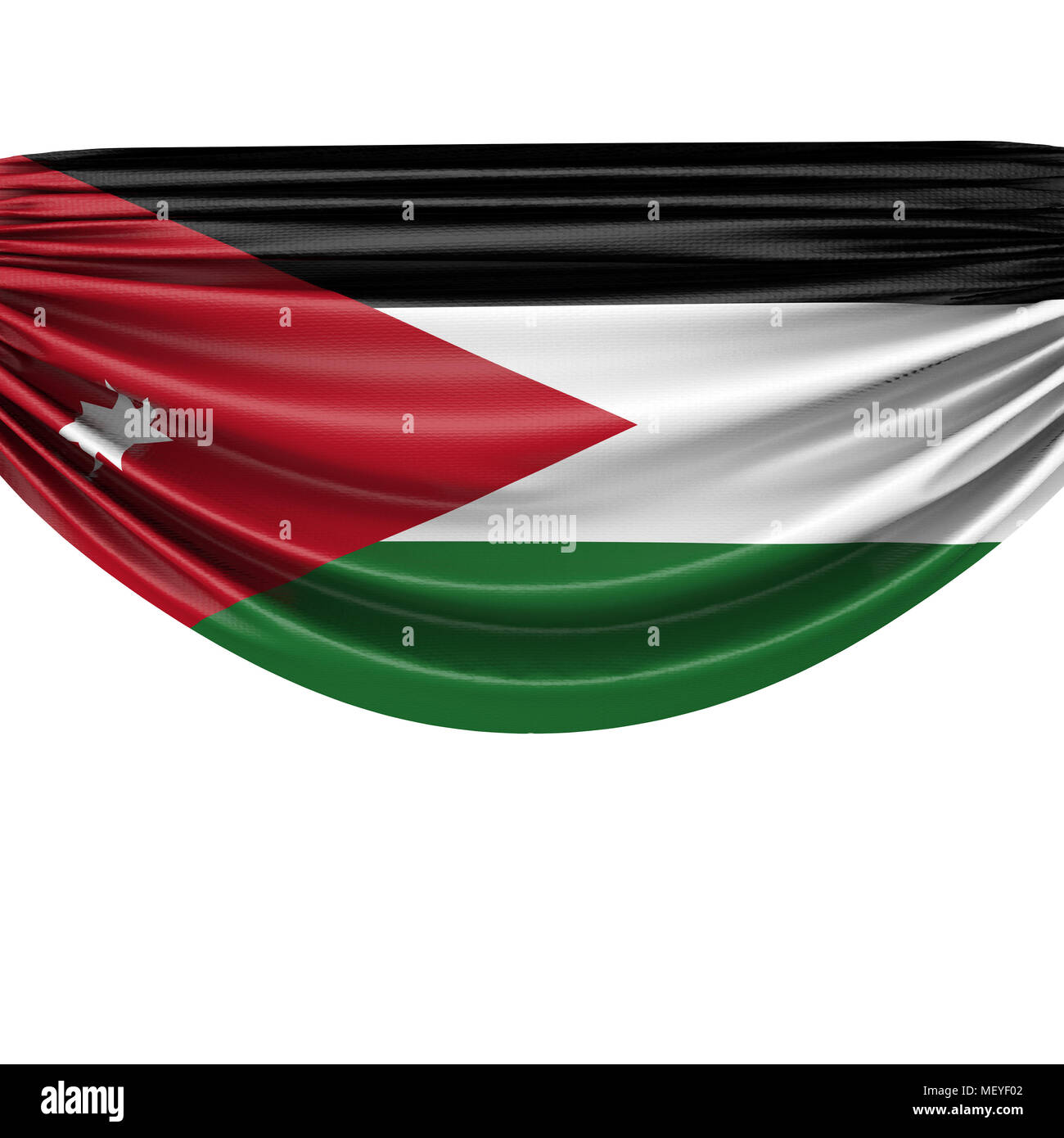 Jordanien Nationalflagge hängenden Stoff Banner. 3D-Rendering Stockfoto