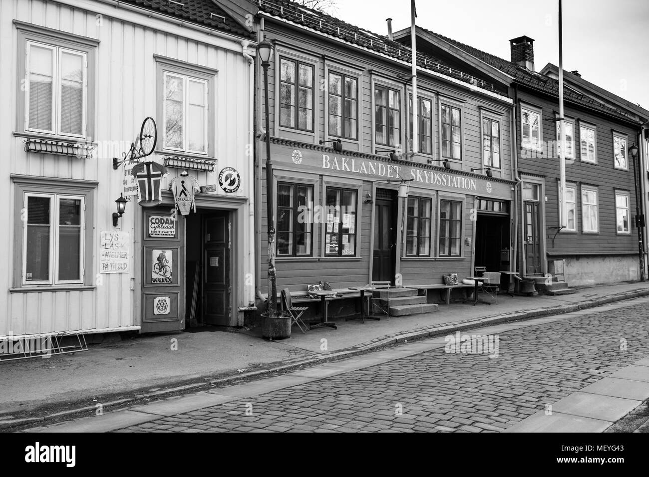 Bakklandet, Trondheim Altstadt 9.4.18 Stockfoto
