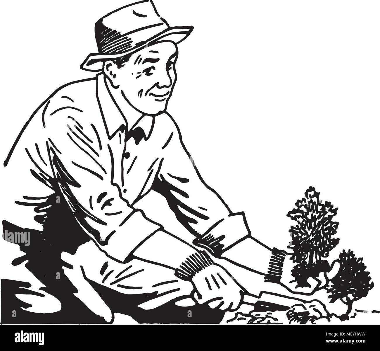 Gärtner Retro Clipart Illustration Alamy