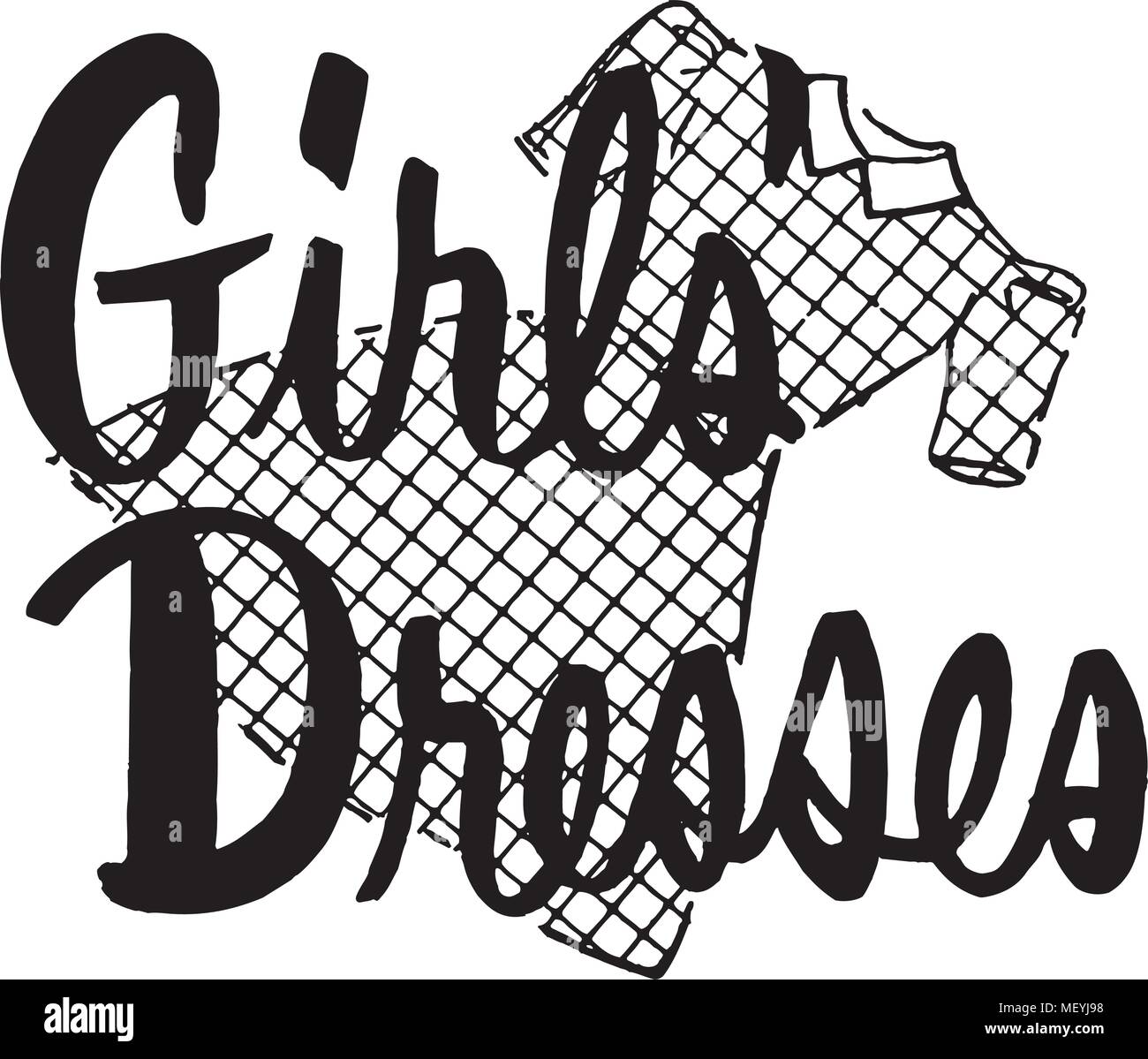 Mädchen Kleider - Retro Clipart Banner Stock Vektor