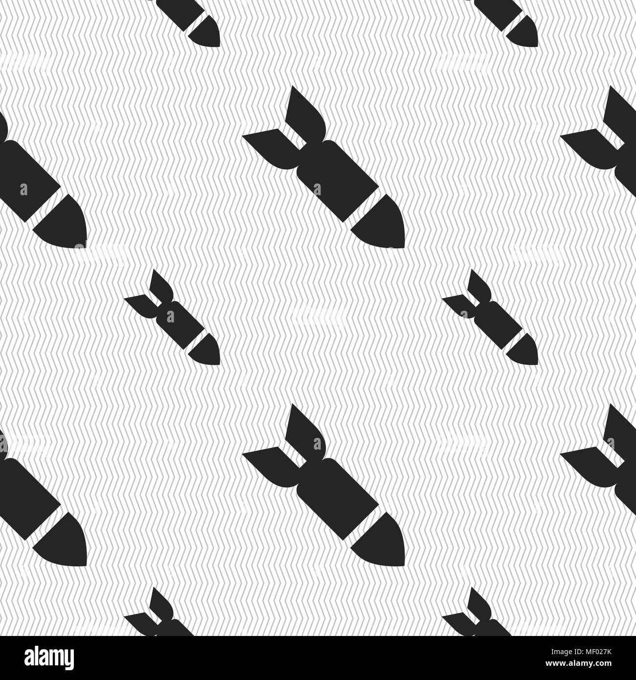 Rakete Rakete Waffensymbol unterzeichnen. Nahtlose Muster mit geometrischen Struktur. Vector Illustration Stock Vektor