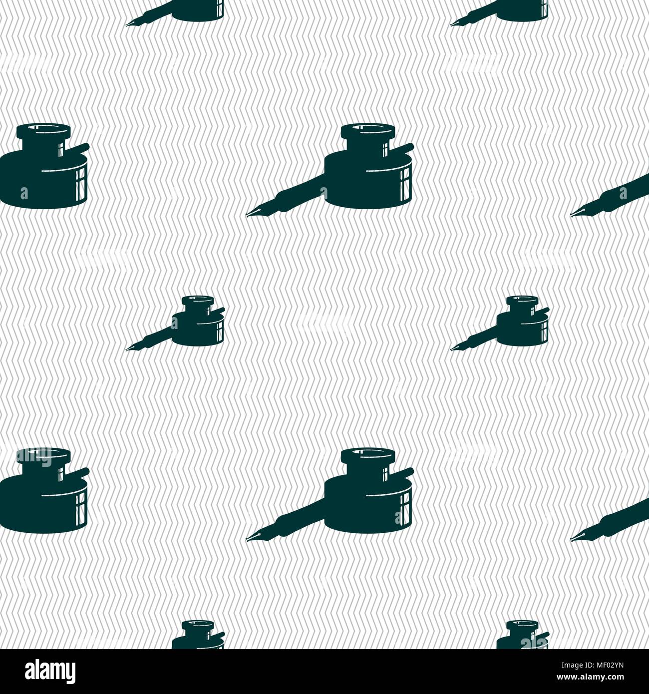 Feder und Tinte auf das Symbol anmelden. Nahtlose Muster mit geometrischen Struktur. Vector Illustration Stock Vektor