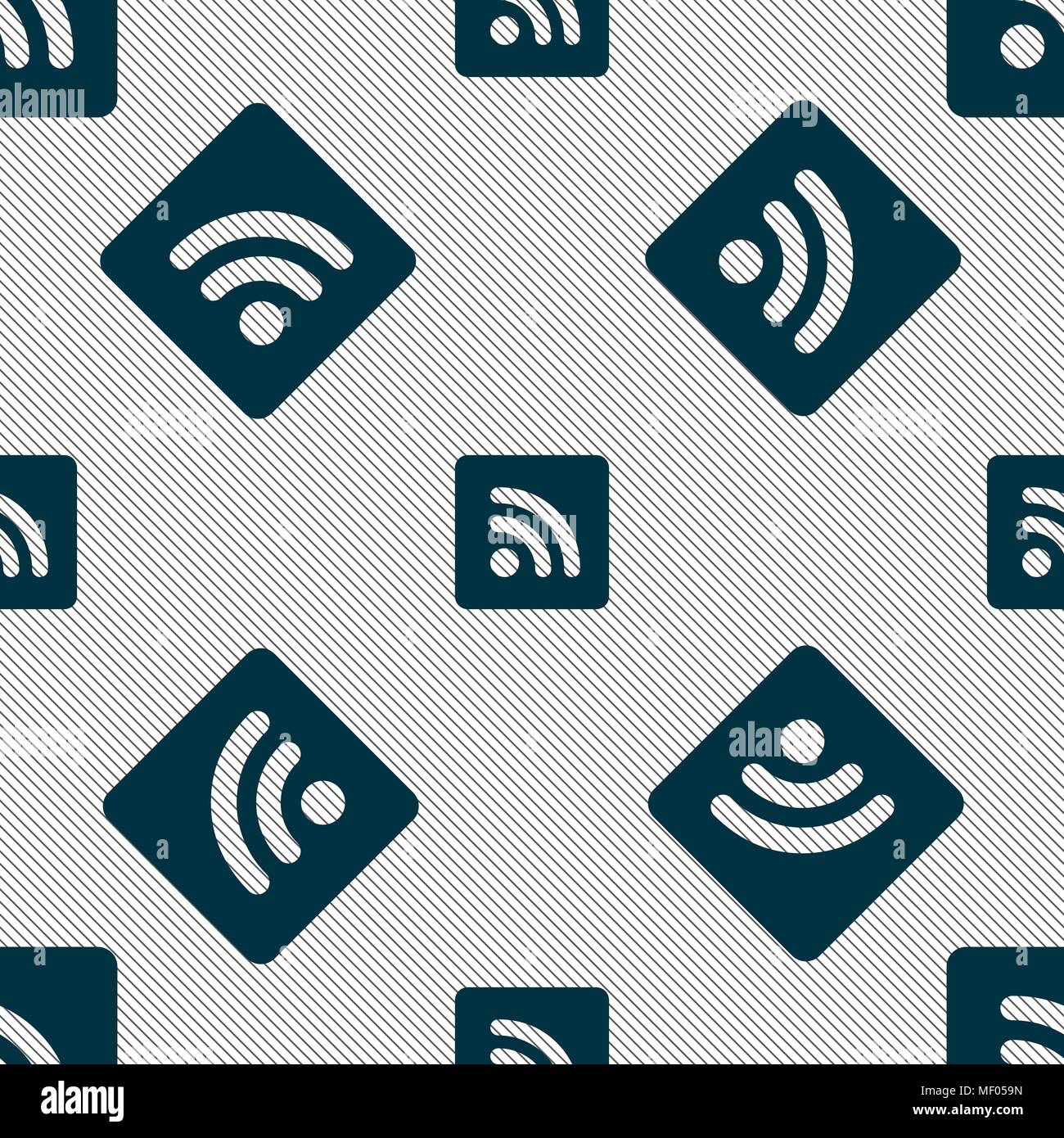 RSS Feed Icon Anmelden. Nahtlose Muster mit geometrischen Struktur. Vector Illustration Stock Vektor
