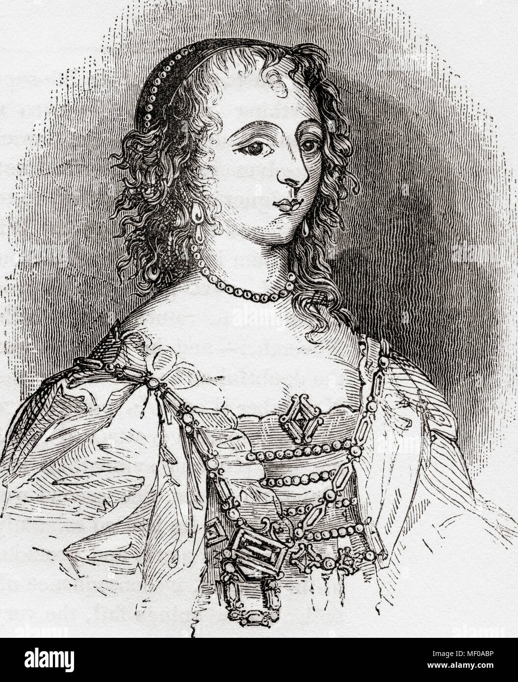 Henrietta Maria von Frankreich, 1609 - 1669. Königin von England, Schottland und Irland als Ehefrau von König Karl I. von England: eine bildliche Museum, veröffentlicht 1847. Stockfoto