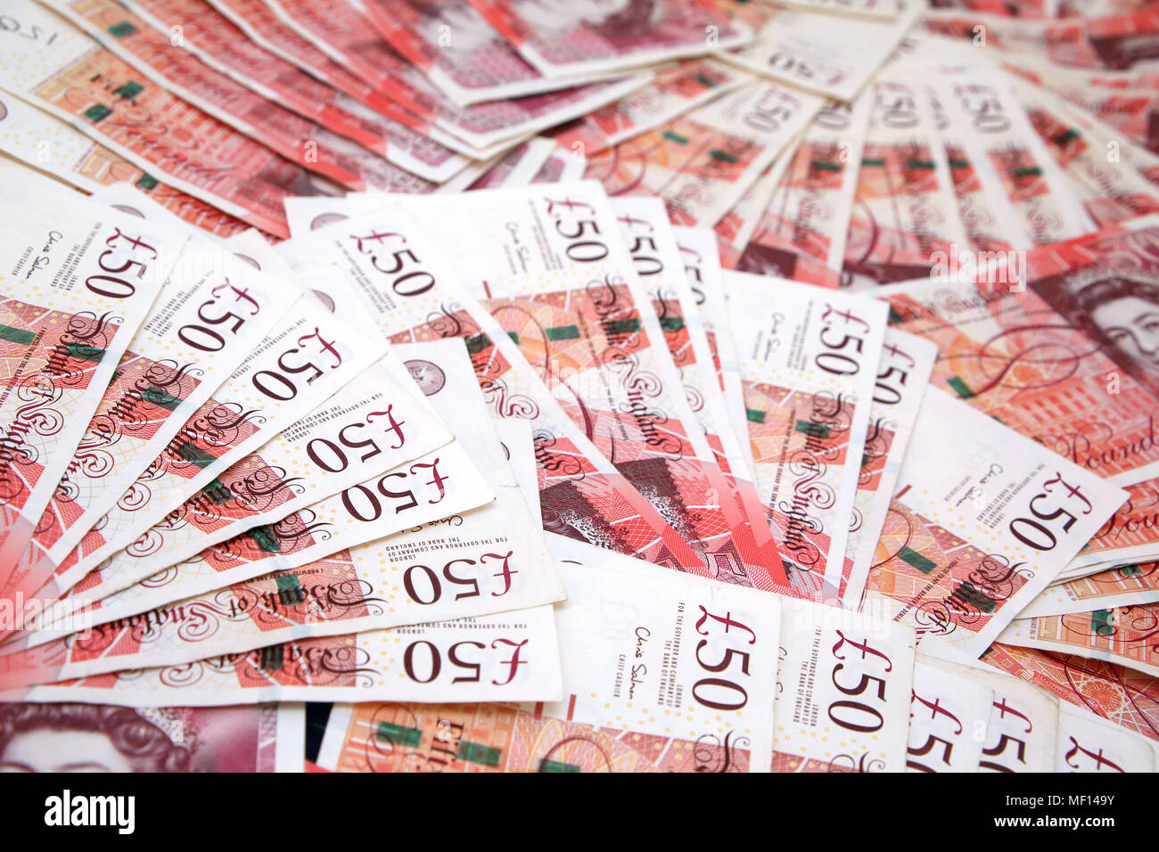 Großbritannien £ 50 - fünfzig Pfund Sterling Hinweise spead. Stockfoto