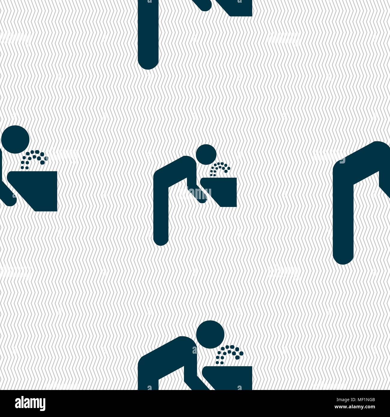 Trinkbrunnen Symbol unterzeichnen. Nahtlose Muster mit geometrischen Struktur. Vector Illustration Stock Vektor