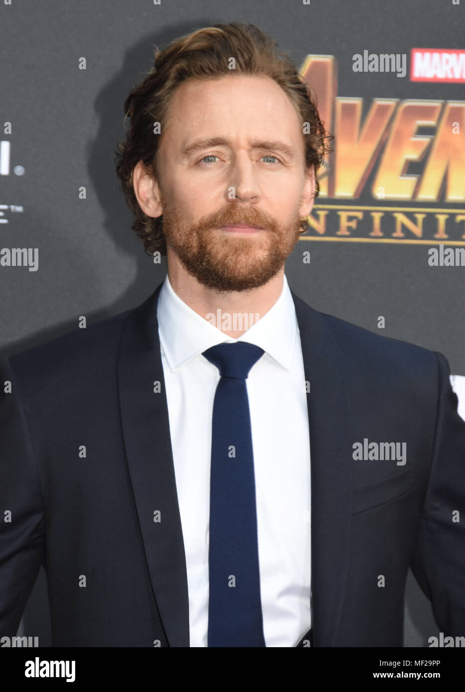 Los Angeles, Kalifornien, USA. 23. April 2018. Schauspieler Tom Hiddleston besucht die Weltpremiere von Disney und Wunder "Avengers: Infinity Krieg" am 23. April 2018 in Los Angeles, Kalifornien. Foto von Barry King/Alamy leben Nachrichten Stockfoto