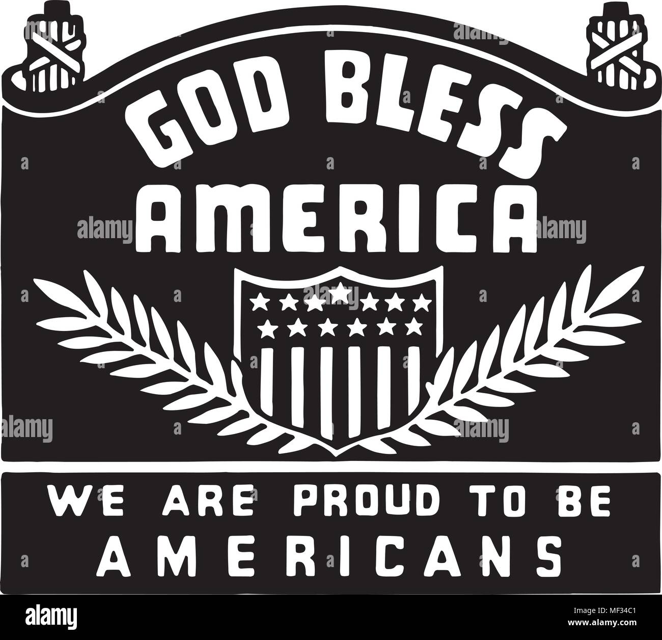 Gott segne Amerika - Retro Ad Kunst Banner Stock Vektor