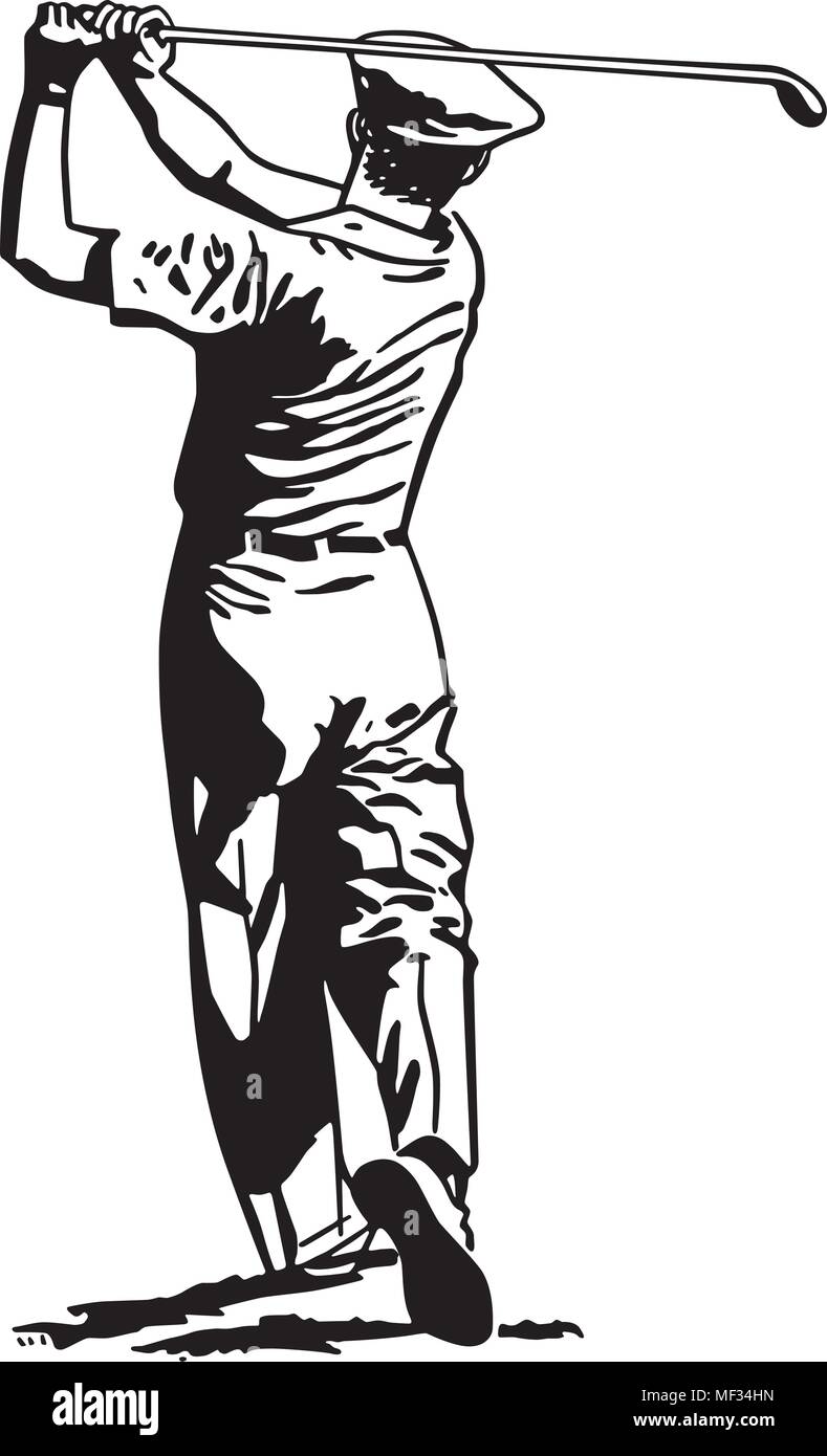 Golfspieler Weg Abzweigen 2 Retro Clipart Illustration Stock Vektorgrafik Alamy