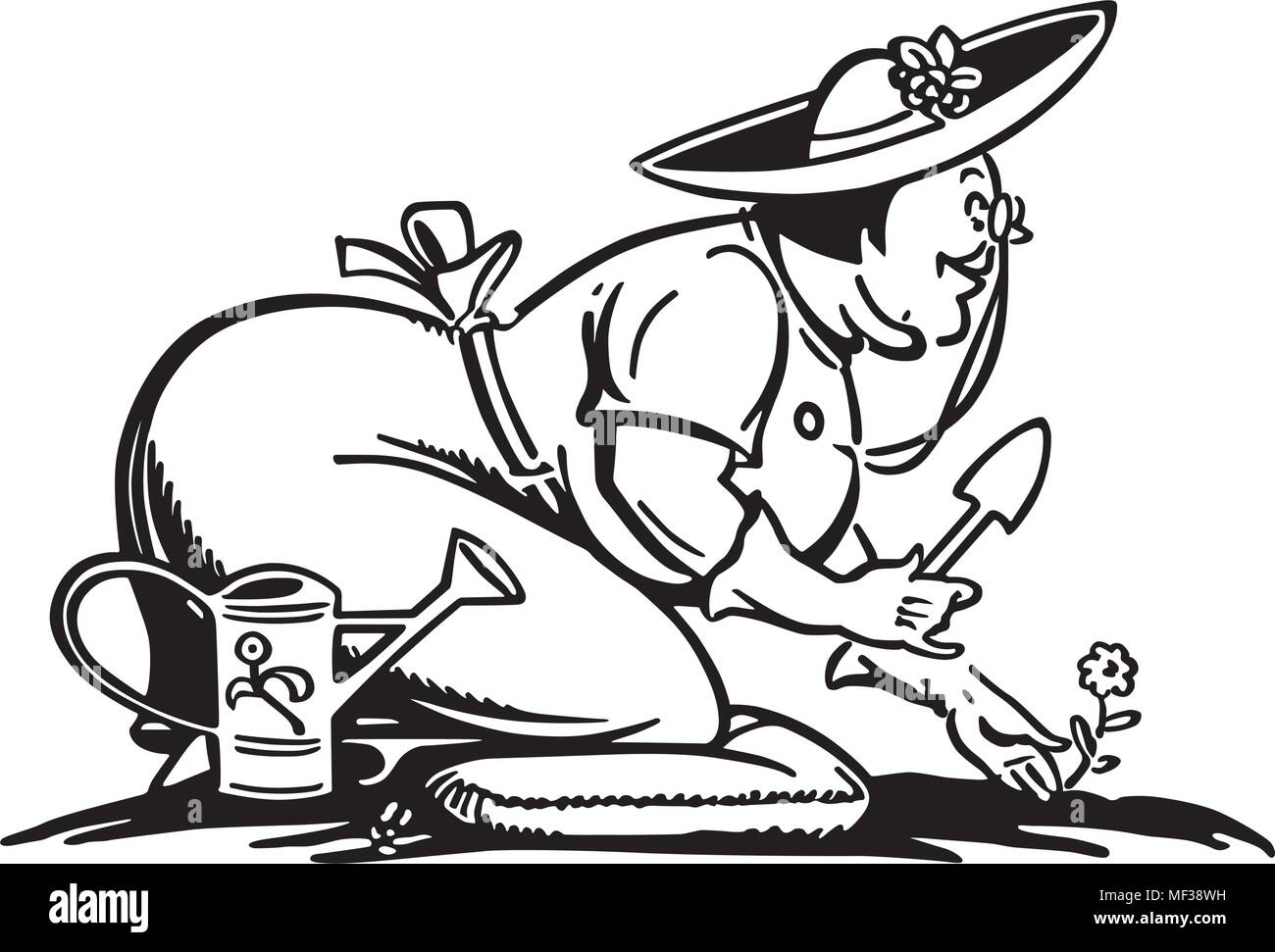 Glücklich Gärtner Retro Clipart Illustration Alamy