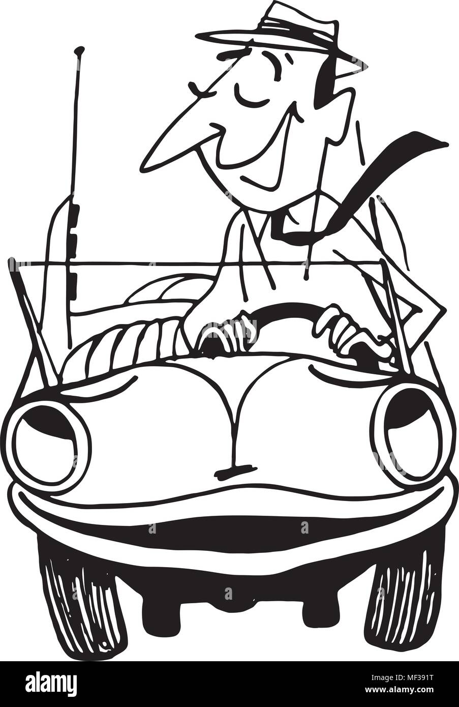 Gerne Autofahrer 2 - Retro Clipart Illustration Stock Vektor