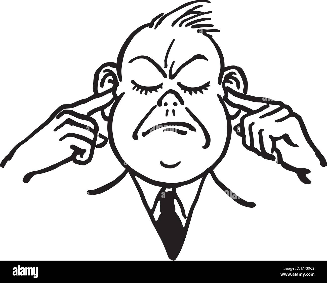Horen Kein Ubel Retro Clipart Illustration Stock Vektorgrafik Alamy