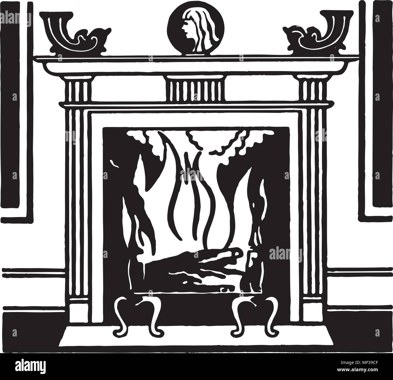 Hearth - Retro Ad Art Illustration Stock Vektor