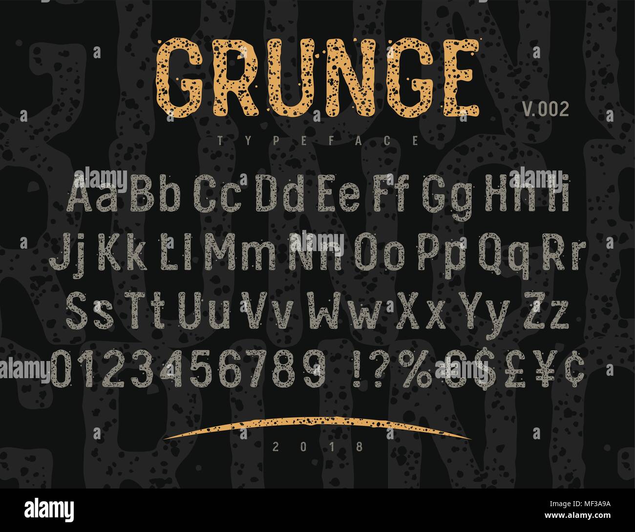 Grunge Font mit groben Stempel Textur Wirkung. Vintage Schriftbild. Vektoren Stock Vektor