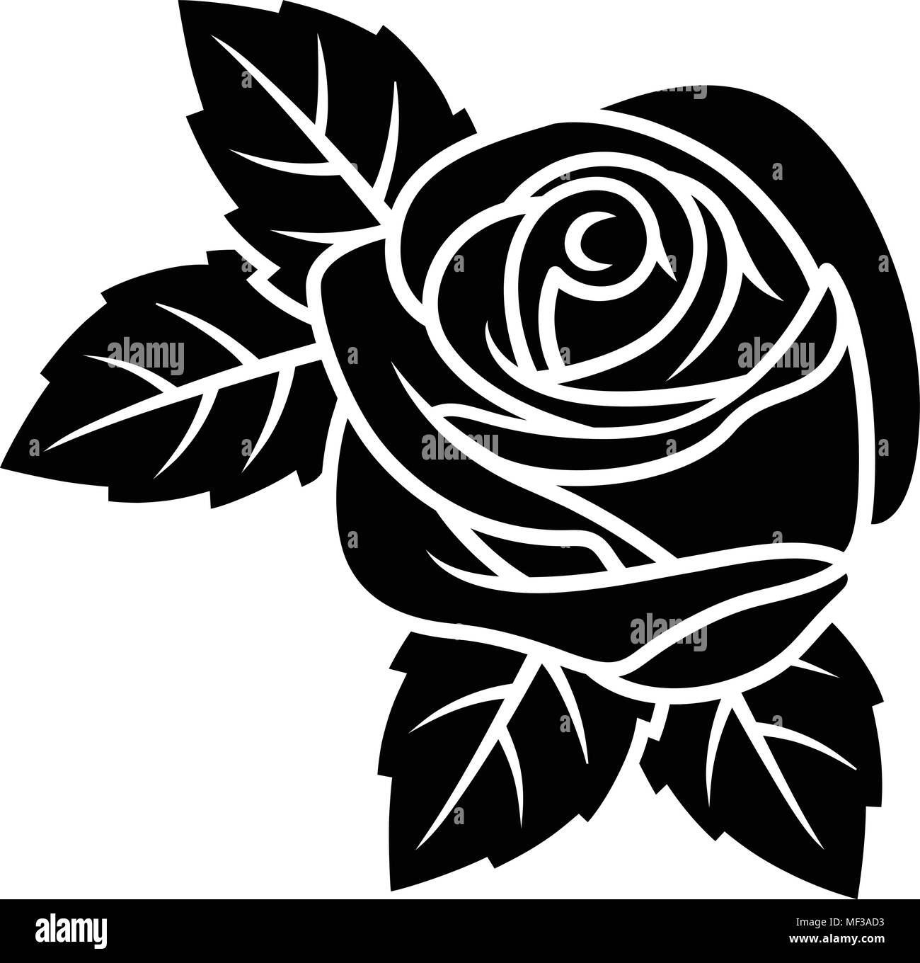 Rose Silhouette auf weißem Hintergrund. Verwenden Sie für Architektur Design, Tattoo, Muster und das Verzieren von Grußkarten, Einladungen Stock Vektor