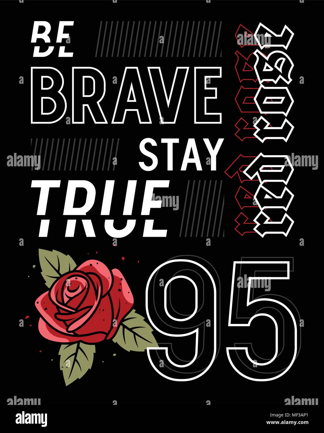 Slogan Typografie mit einer Rose und Blätter für t shirt Printing, Graphic Tee, t-shirt für Mädchen Stock Vektor