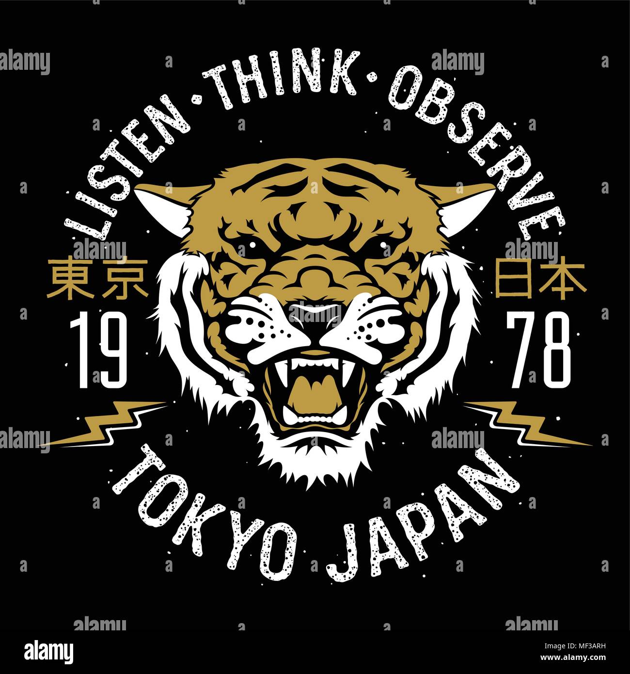 Asiatische Tiger Aufnaher Stickerei Vektoren T Shirt Design Hieroglyphen Sinne Tokyo Japan T Stuck Grafiken Stock Vektorgrafik Alamy