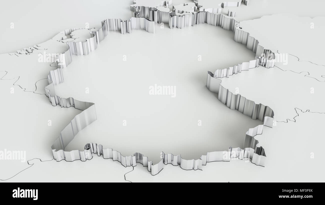 Deutschland mit Grenzen - 3D-Rendering Stockfoto
