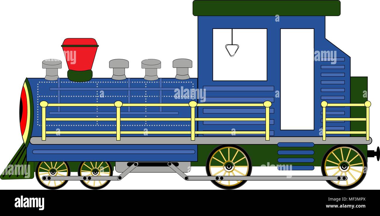 Dampflokomotive Blau auf weißem Hintergrund Vektor-illustration isoliert Stock Vektor