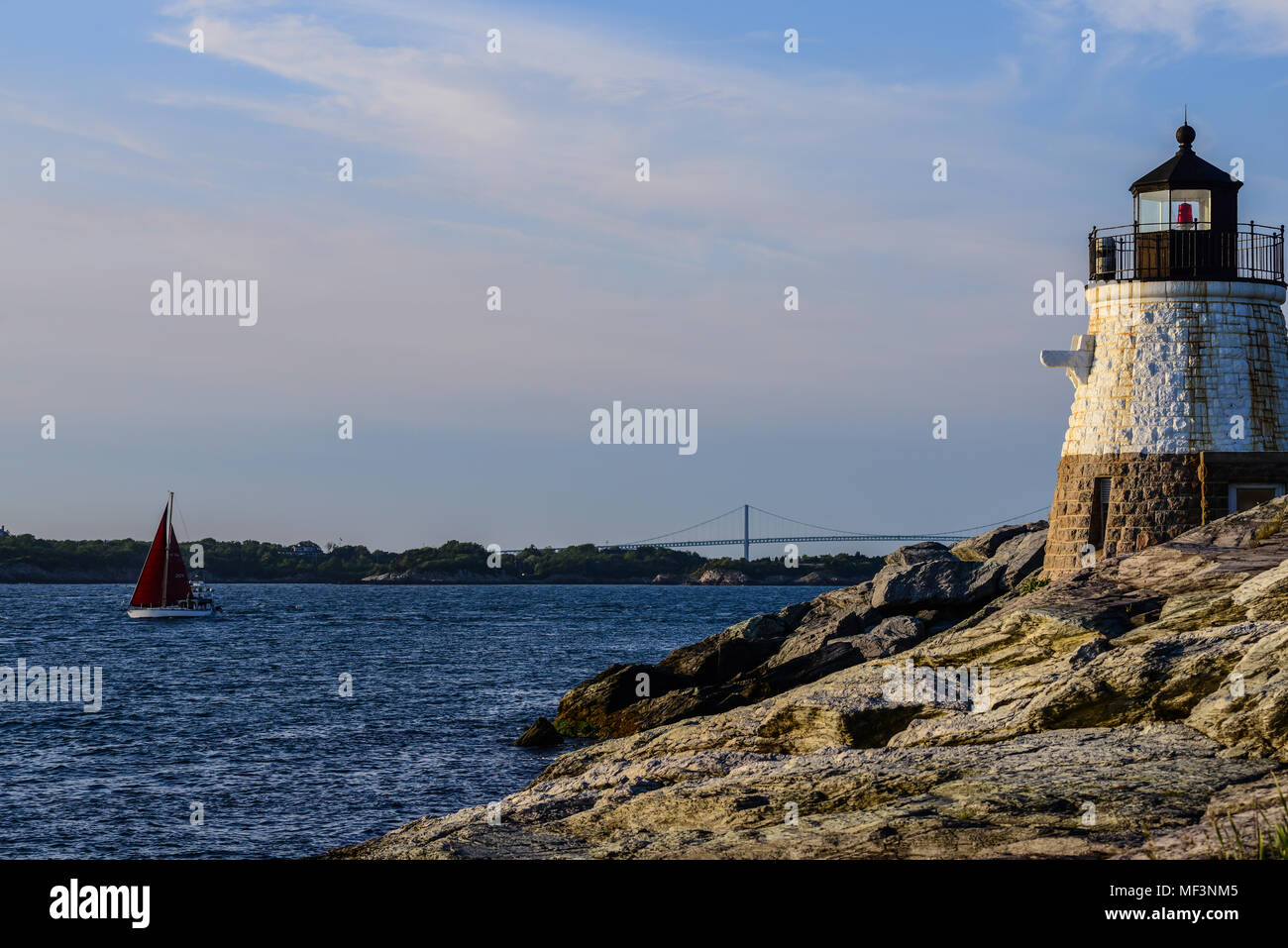 Castle Hill Lighthouse in Rhode Island Stockfoto