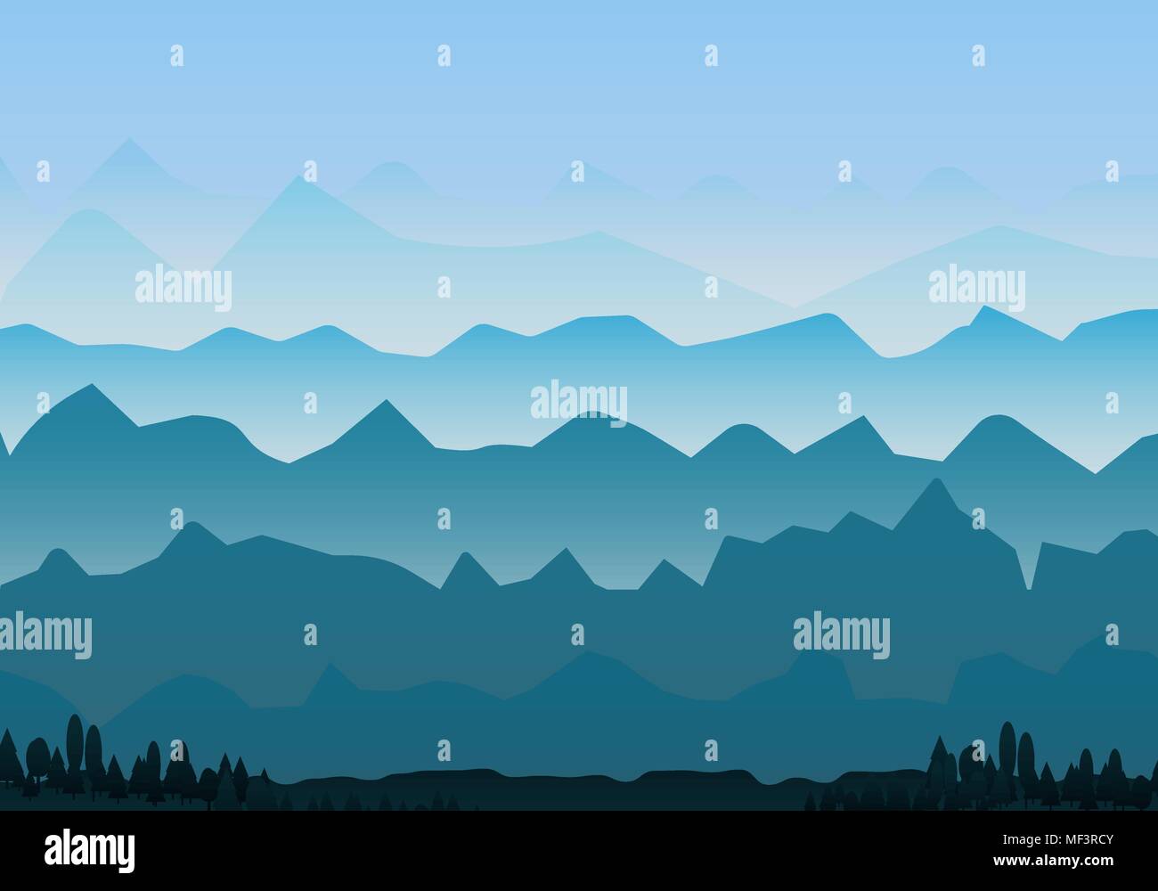 Nebligen Berge Landschaft Hohe Hugel Hintergrundbild Stock Vektorgrafik Alamy