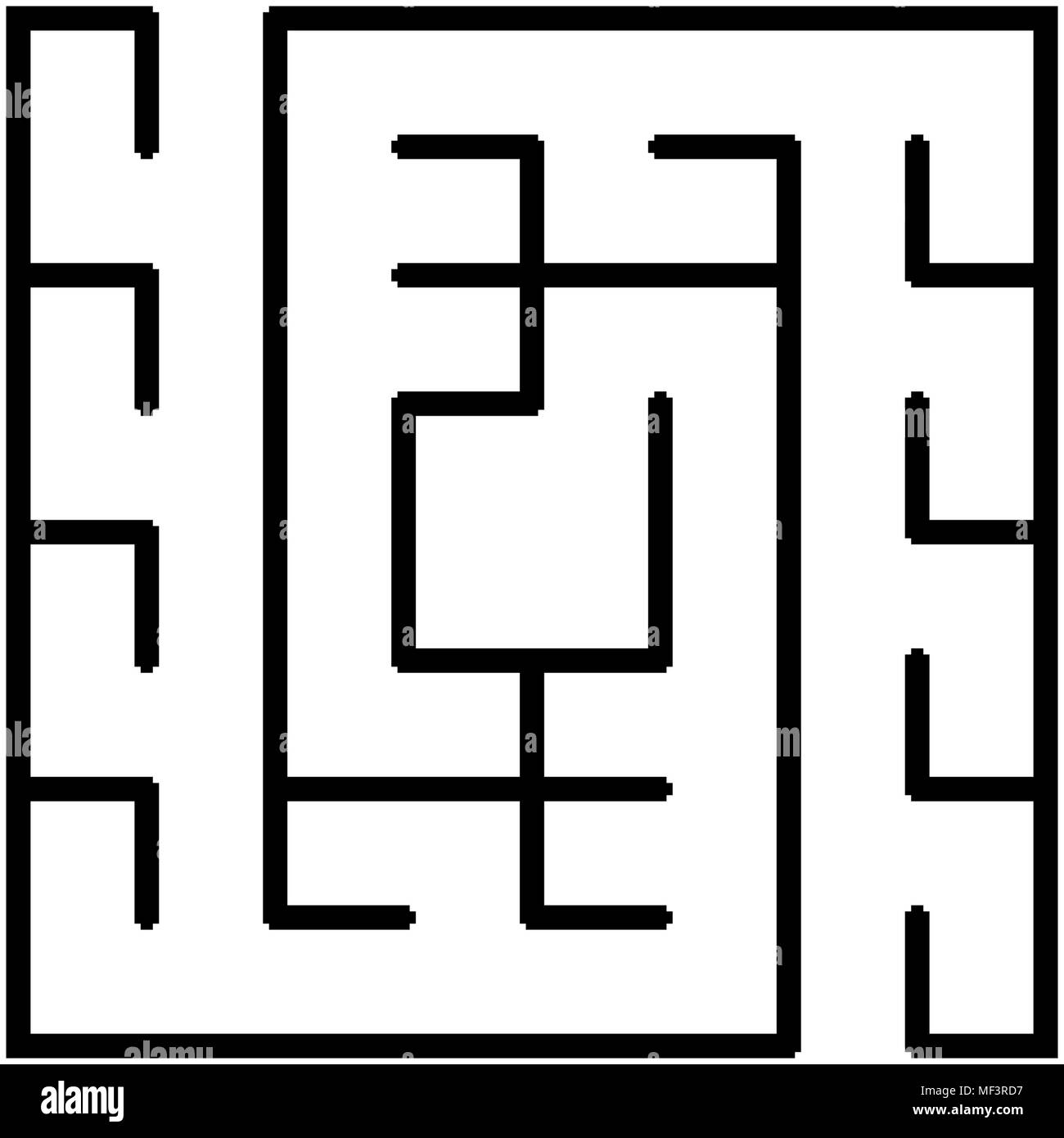 Schwarz maze logo Illustration. Rechteckige labyrinth Symbol Stock Vektor