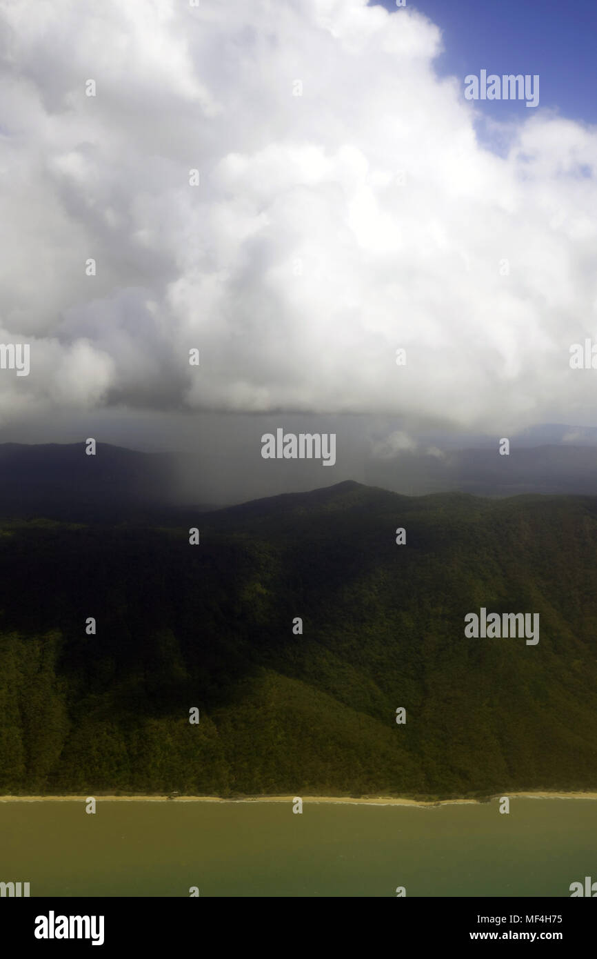 Regenschauer fallen auf nassen Tropen Regenwald auf dem Berg, den Captain Cook Highway zwischen Cairns und Port Douglas, Queensland, Australien Stockfoto