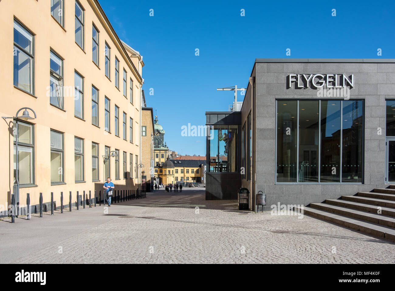 Flygeln Konzert- und Gebäude in der indsutrial Landschaft von Norrköping. Norrköping ist eine historische Stadt in Schweden. Stockfoto