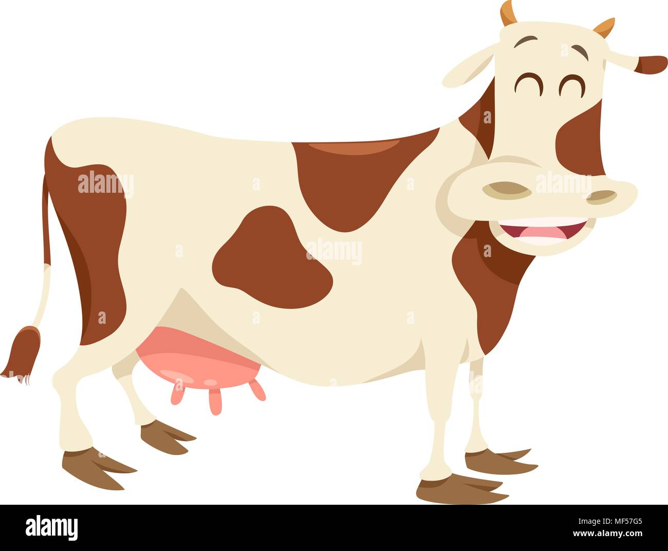 Cartoon Illustration der Glücklichen Kuh Bauernhof Tier Charakter Stock Vektor