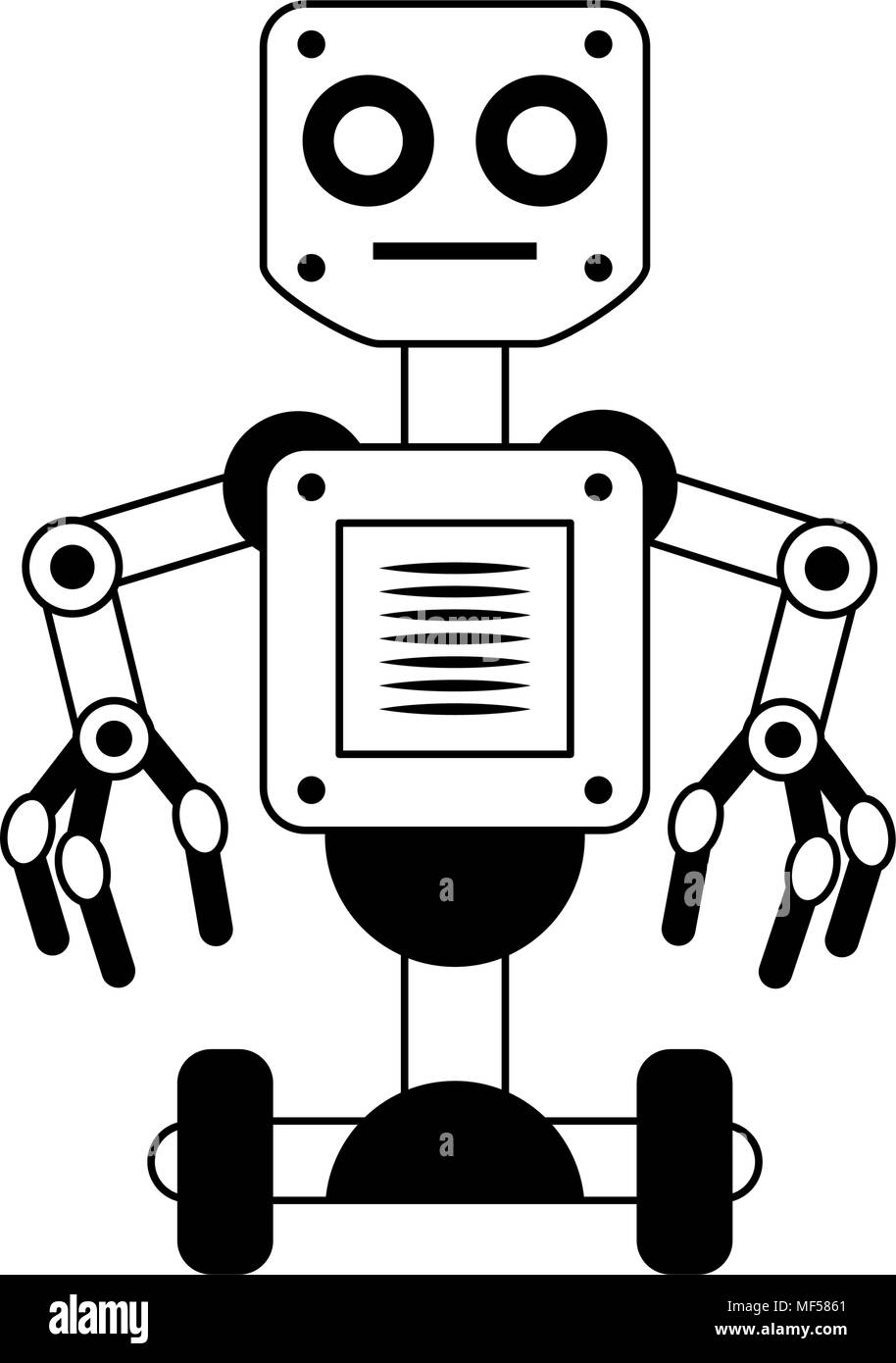 Roboter Technologie Cartoon auf schwarz weiß Farben Stock-Vektorgrafik -  Alamy