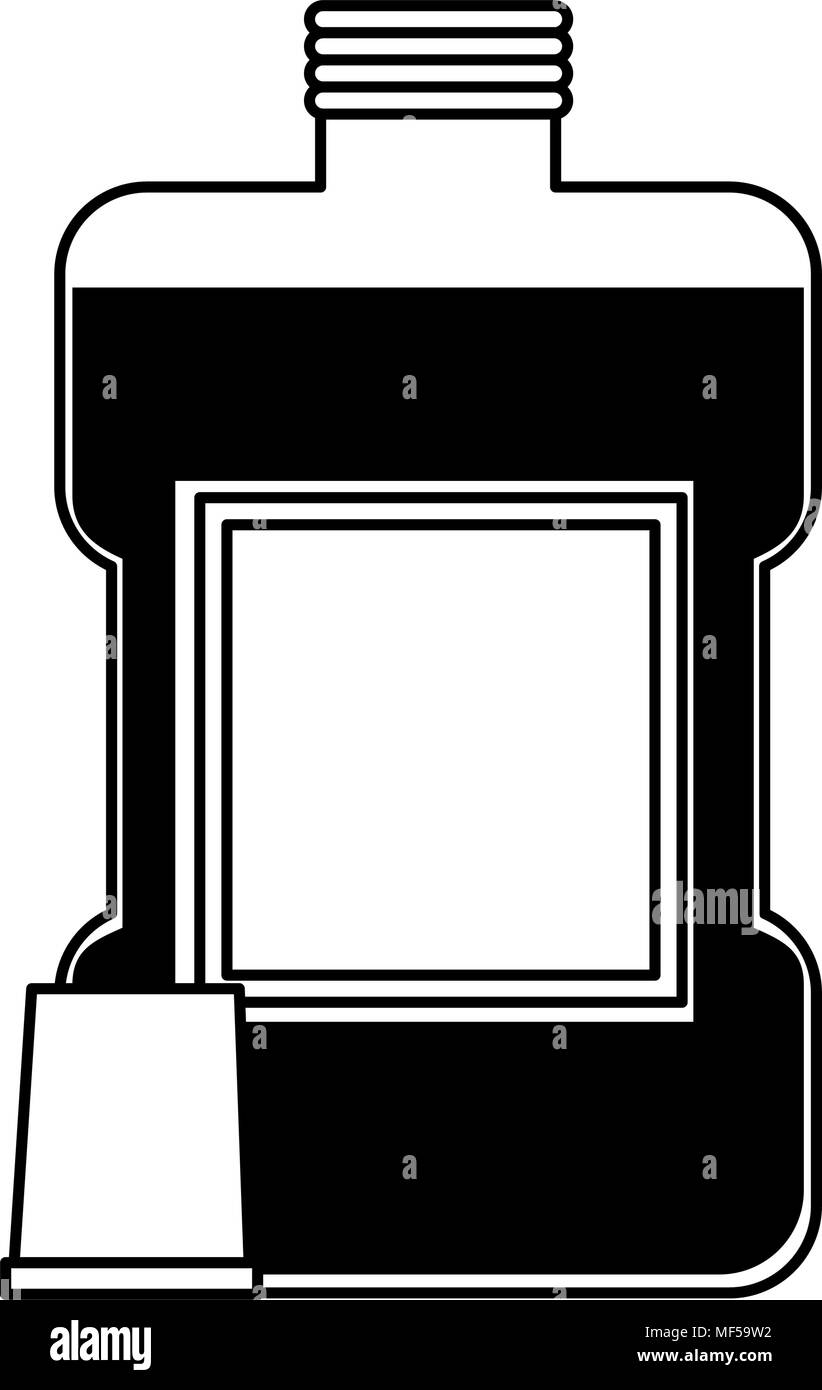Mouthwas zahnmedizinische Hygiene auf Schwarz und Weiß Stock Vektor