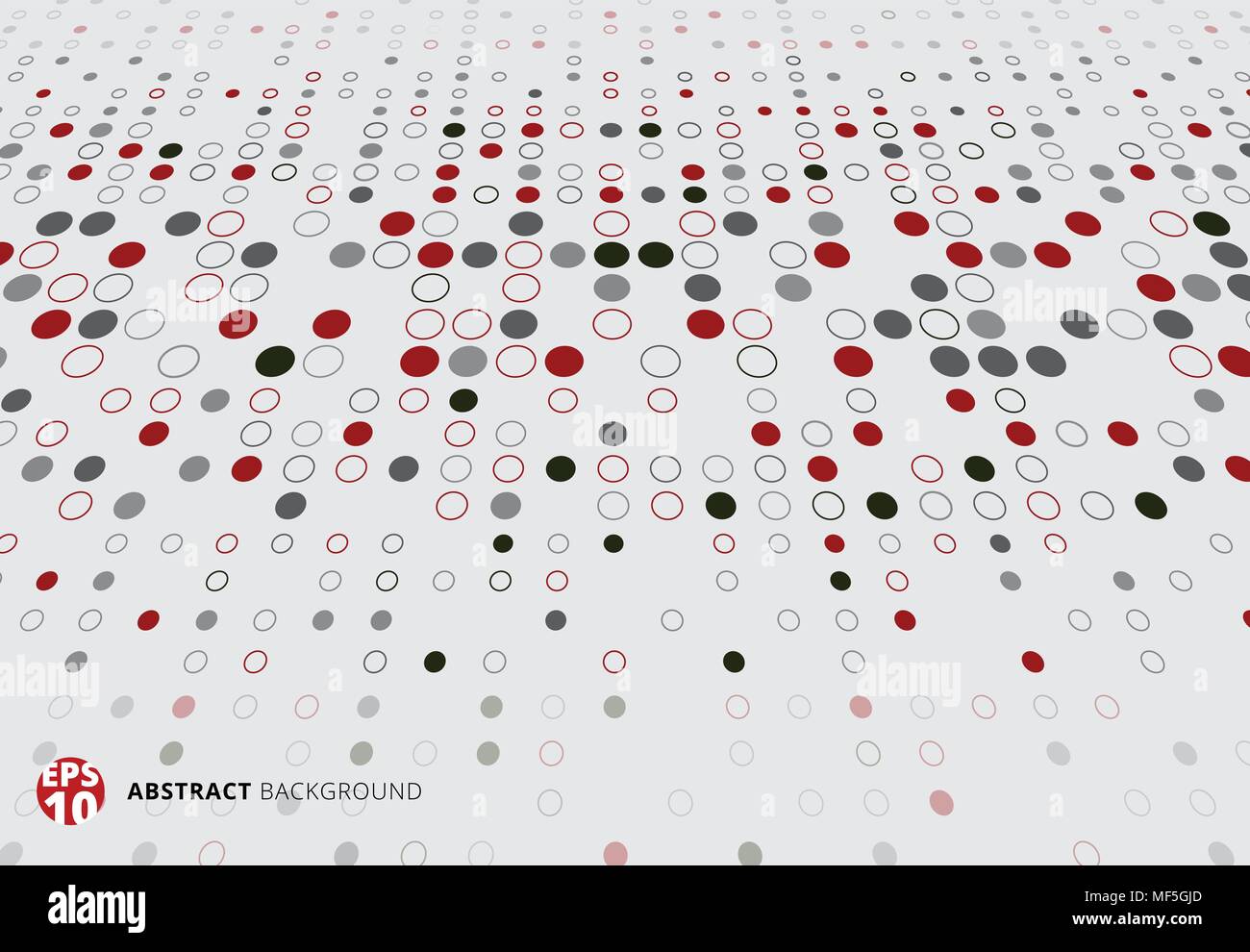 Abstrakte Halbtonmuster dots Rot, Schwarz und Grau Perspektive auf weißem Hintergrund. Vector Illustration Stock Vektor