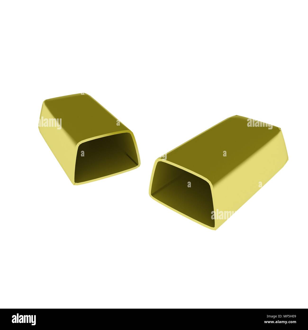 3d-fake gold Ingot aufgeteilt in zwei Hälften Stockfoto