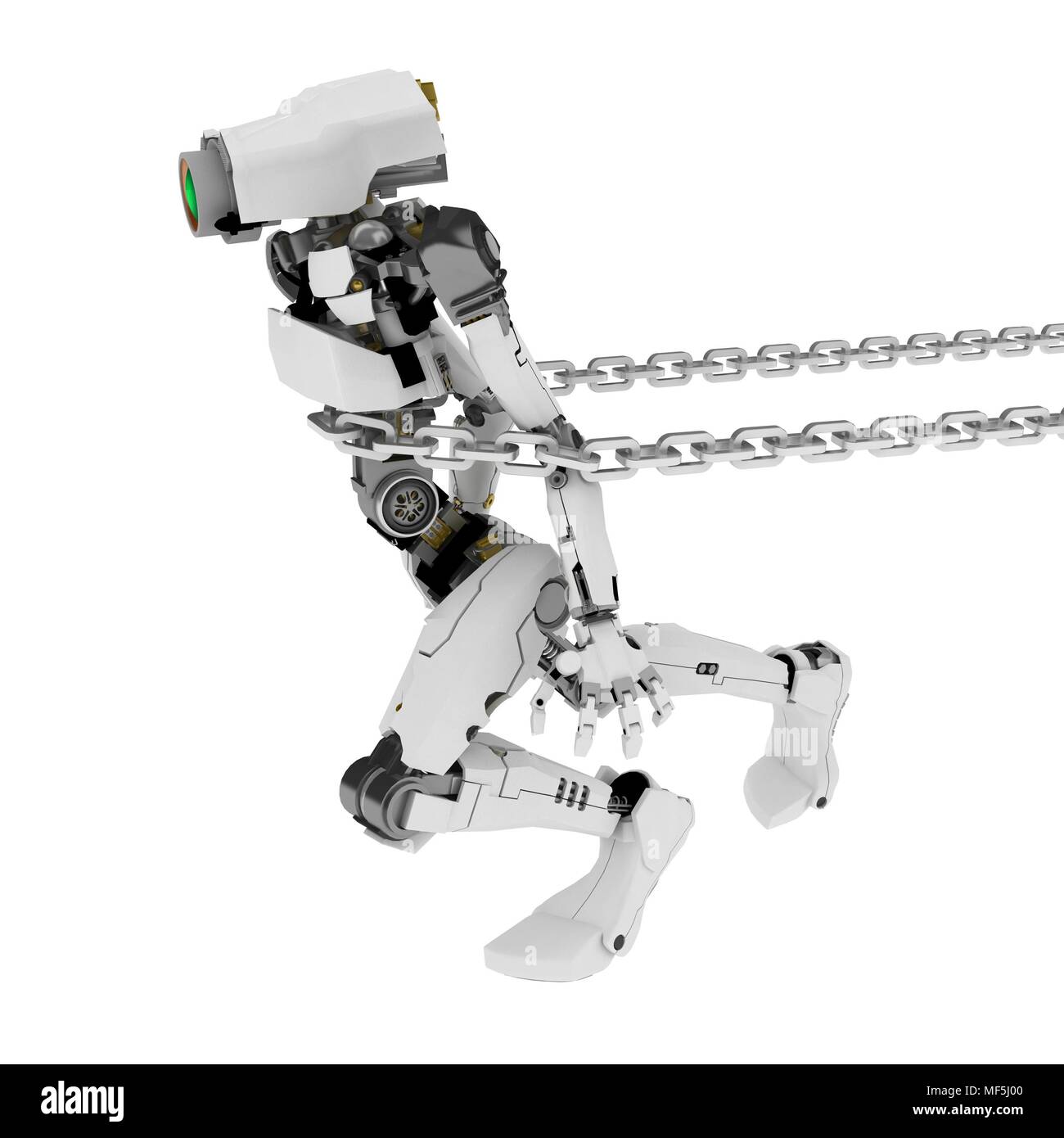 Slim 3d robotic Abbildung, über Weiß, isoliert Stockfoto