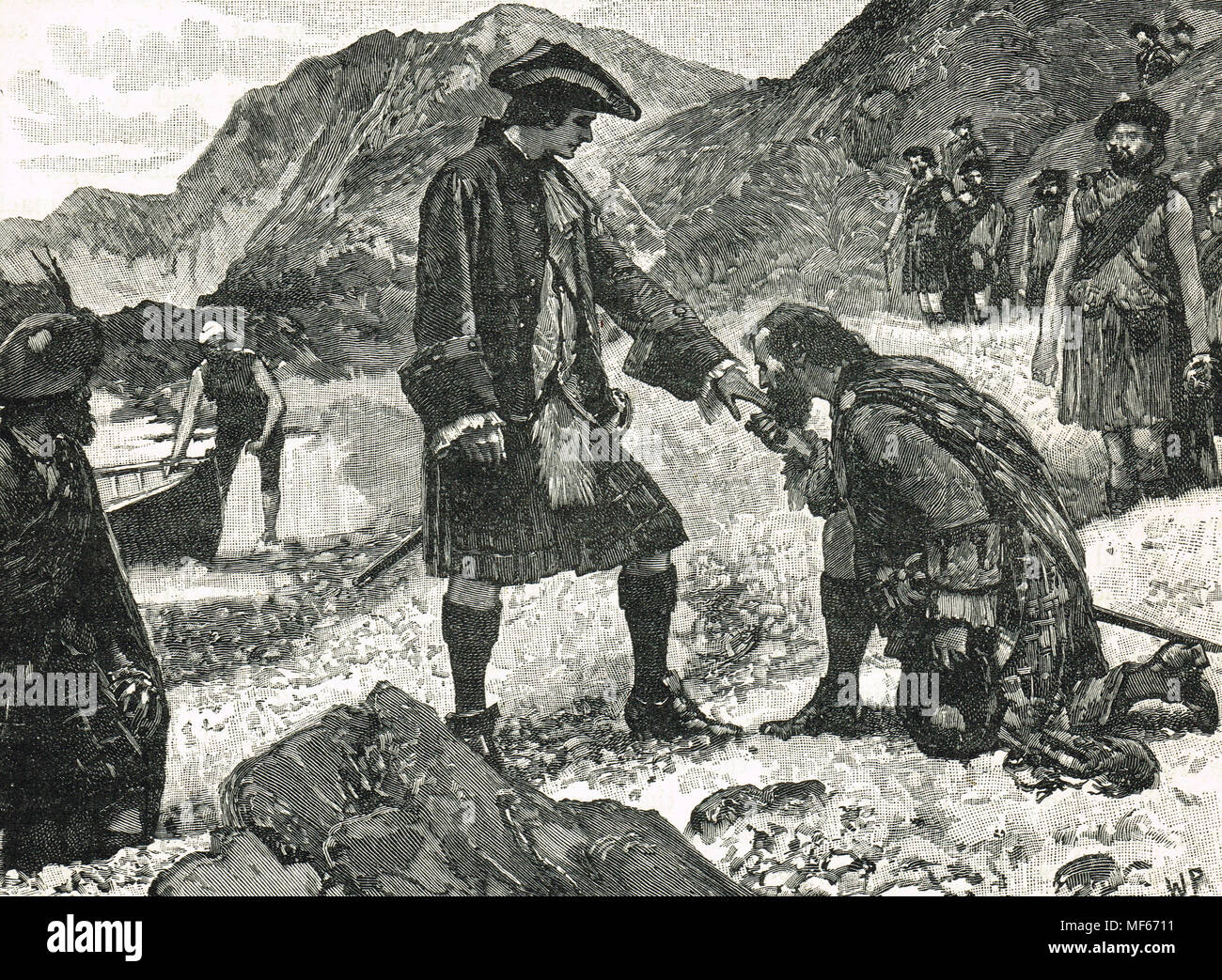 Die Landung von Bonnie Prince Charlie, Eriskay, 23. Juli 1745 Stockfoto