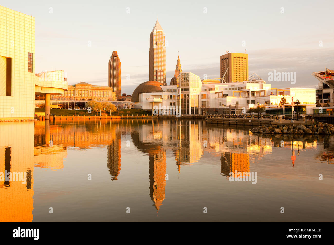 Skyline von Downtown Cleveland, Ohio, USA Stockfoto