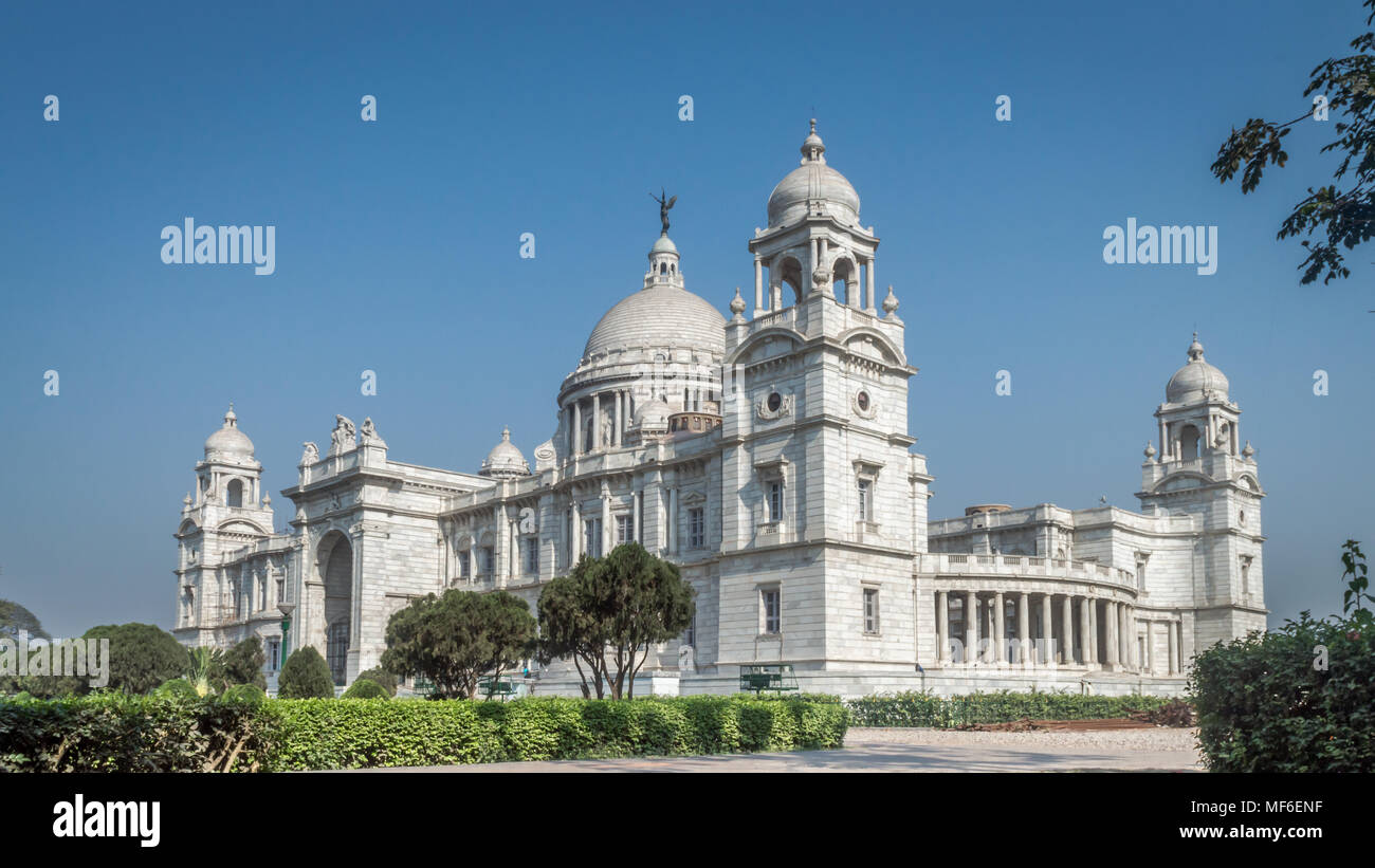 Einen schönen Blick auf Victoria Memorial, Kolkata, West Bengal, Kalkutta, Indien. Ein historisches Denkmal der indischen Architektur gebaut, in Erinnerung an die Königin Vi. Stockfoto