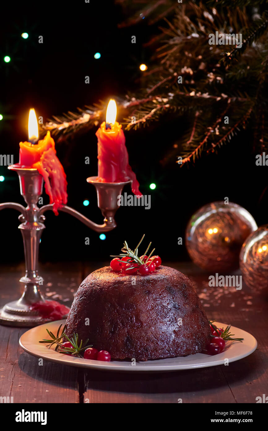 Traditionelle britische Weihnachtspudding Stockfoto