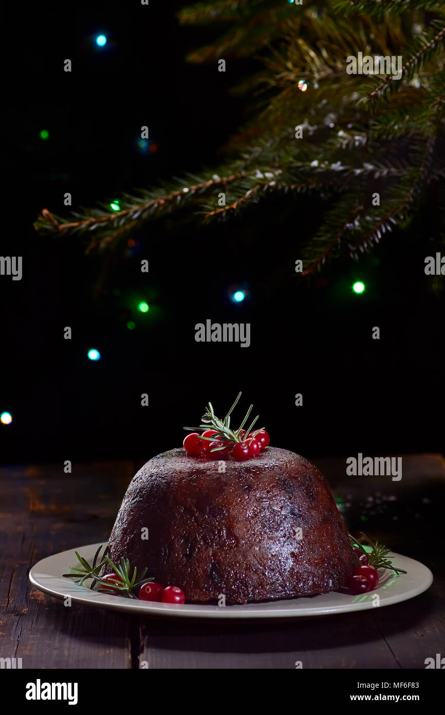 Traditionelle britische Weihnachtspudding Stockfoto