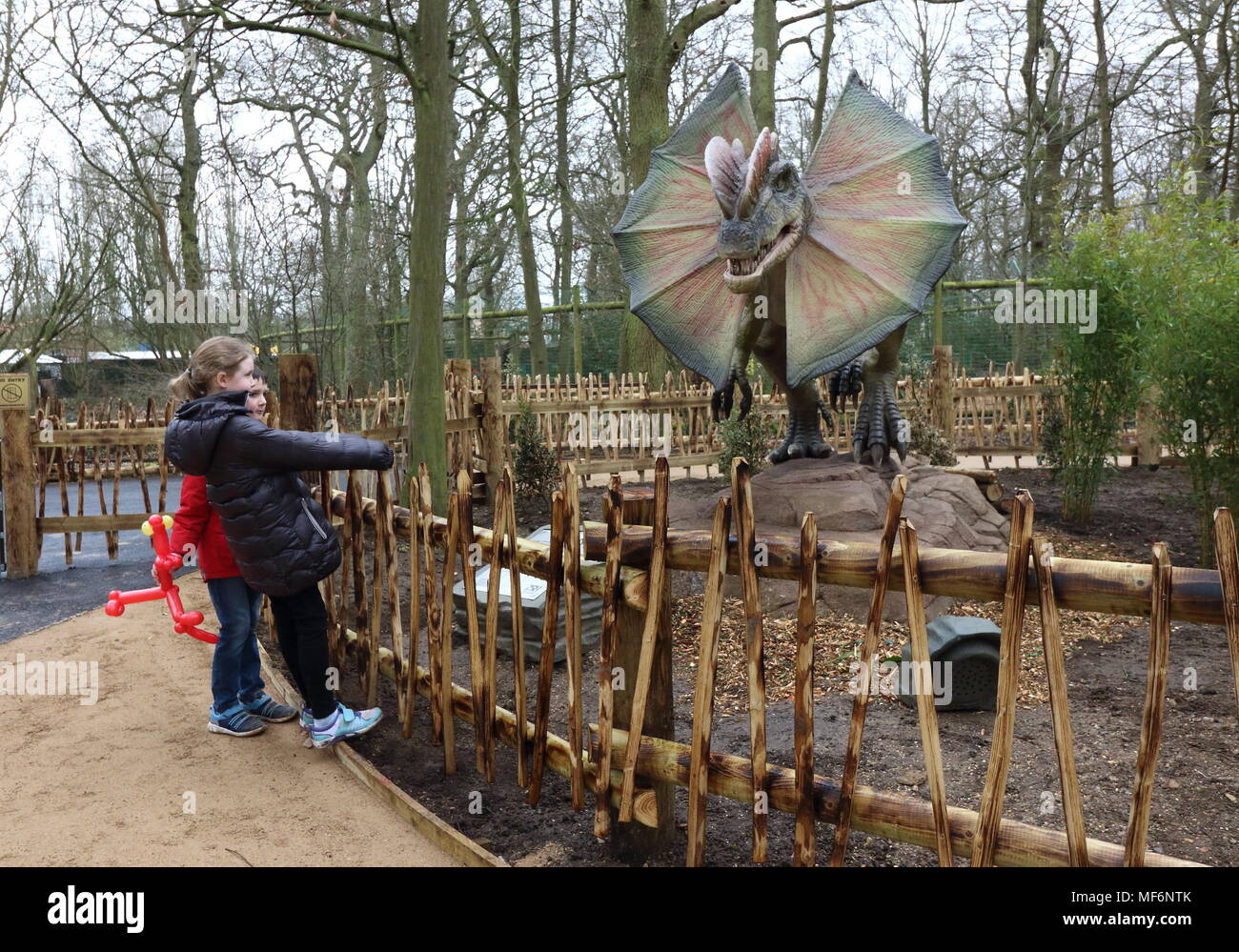 Start von "Die Welt der Dinosaurier' im Paradise Wildlife Park, Broxbourne, Herts, Großbritannien Mit: Atmosphäre, wo: Broxbourne, Großbritannien Wann: 24 Mar 2018 Credit: WENN.com Stockfoto